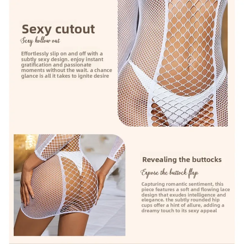 توهج الظلام مجموعة الملابس الداخلية النسائية ملهى ليلي بوديستوكينج شبكة صيد السمك فستان انظر من خلال شبكة الدانتيل يصل المثيرة Sexpy زي ملابس الحفلات #6
