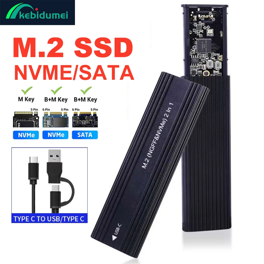 M2 SSD Case M.2 NVMe SATA SSD Enclosure M.2 to USB Type C SSD Adapter 10Gbps USB 3.1 External Case Supports M and B and B&M Keys