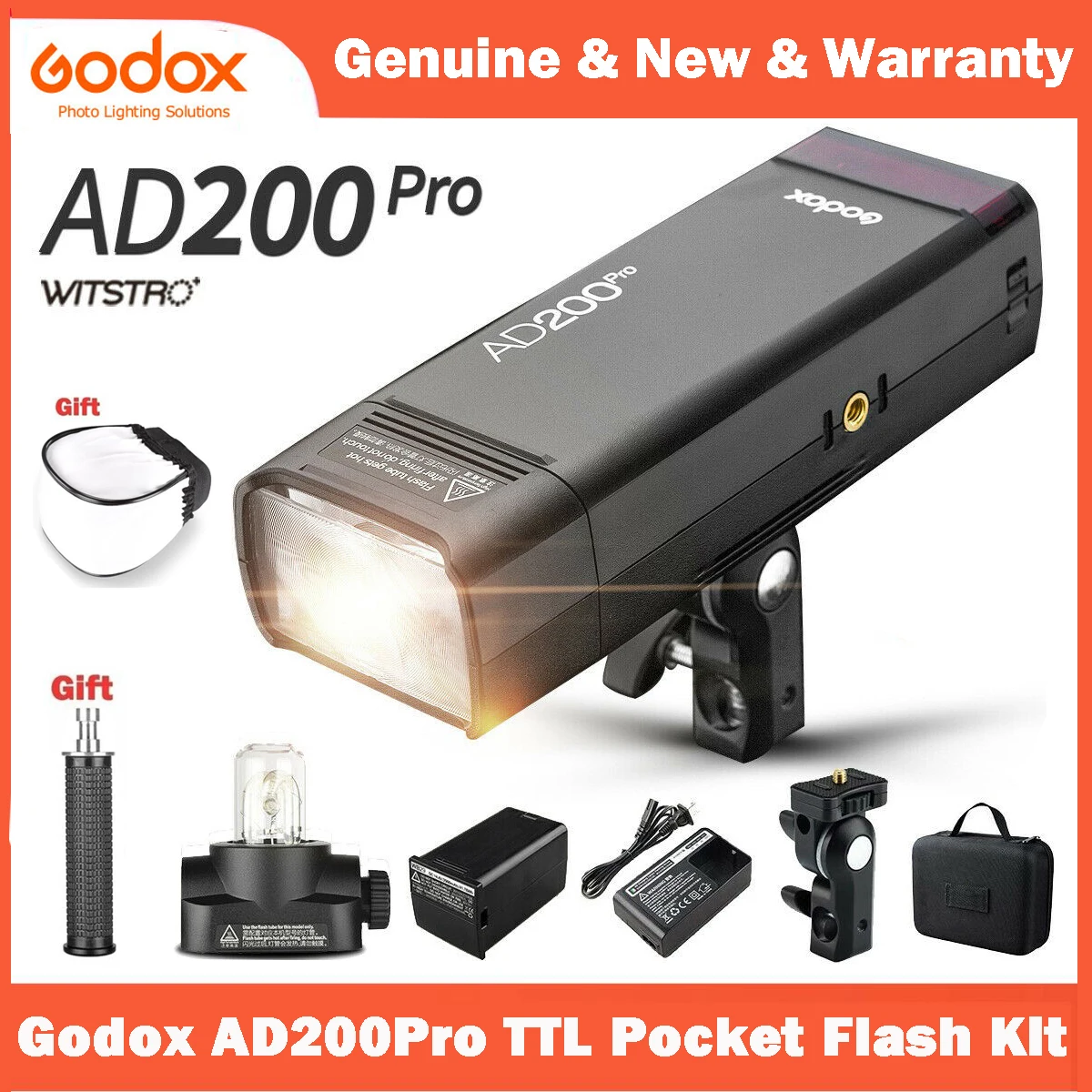 

Godox AD200 Pro AD200Pro Flash 200Ws TTL 2.4G HSS Pocket Speedlite Strobe for Sony Canon Nikon Fujifilm Fuji Olympus Cameras