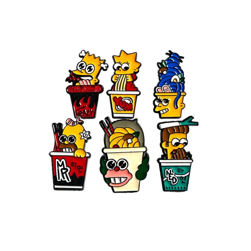 6pcs Set The Simpsons Cute funny Badges Halloween Cartoon Enamel Pins Metal Clothing student backpacks accessories birthday Gift view 6