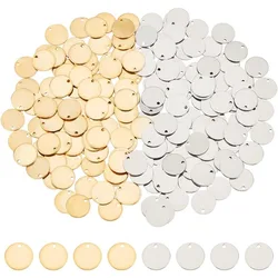 160pcs Stamping Blank Tag Pendants Flat Round Pendants Engraving Name Pendants Stainless Steel Charms for Jewelry Graft Making