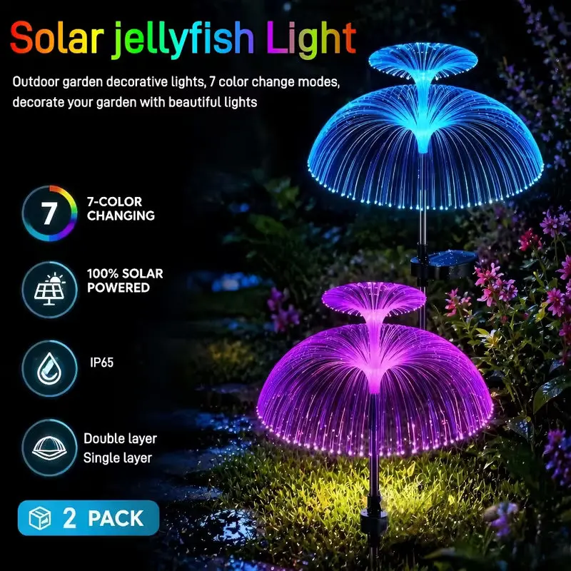 Garden Decoration Solar Jellyfish Fairy Lights Waterproof Outdoor Hanging Lamp with Colorful Glow for Patio Lawn