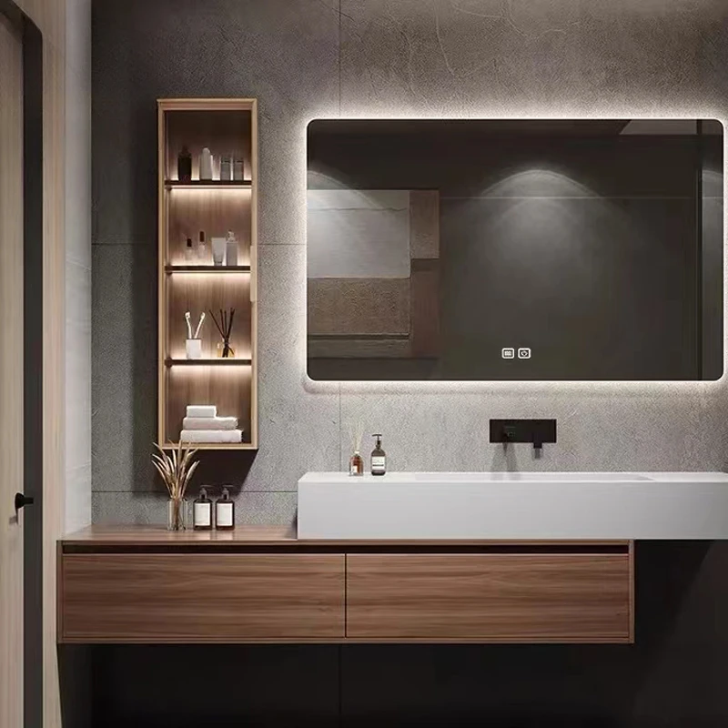 

Simple modern toilet bathroom cabinet custom wall-mounted sink face washbasin washstand stone slab integrated basin combination