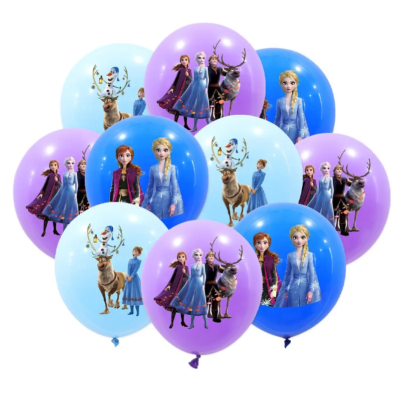 10 pezzi Frozen Princess Blue Purple Latex Balloon Girl Frozen Decoration Supplies 12 pollici Princess Theme Print Baby Shower Globos