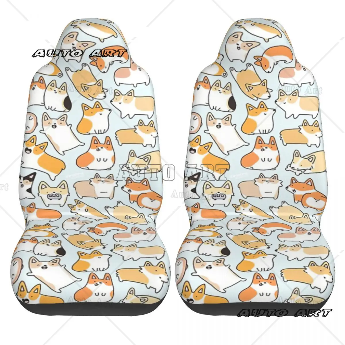 Orgilicious Corgi Doodle Car Seat Cover Custom Printing Universal Front Protector Accessories Cushion Set