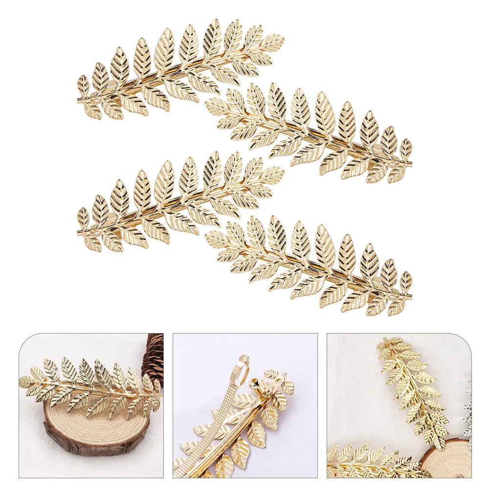 

Набор из 4 металлических заколок для волос в форме листа, декоративные заколки-автоматы для хвоста, аксессуары для волос для женщин