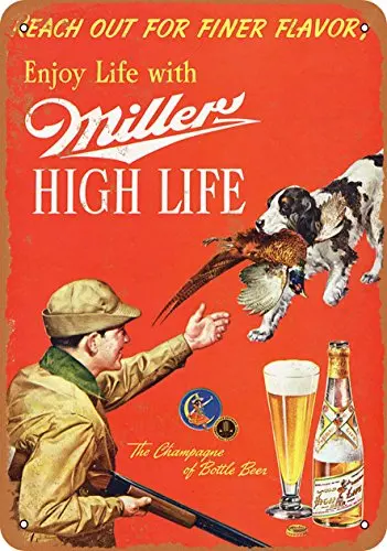 Metal Sign - 1958 Miller Beer and Pheasant Hunting - Vintage Look