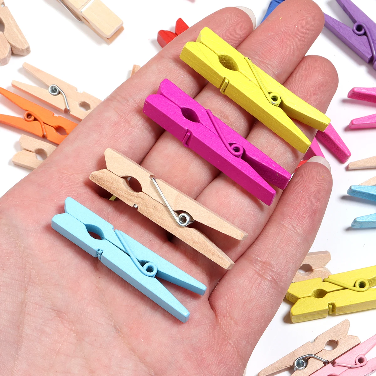 20-50Pcs/lot Colored Wooden Clips Multi-size Wood Clamps Multi-use Home Supplies fit DIY Book Photo Clip Garment Sewing Aid Clip