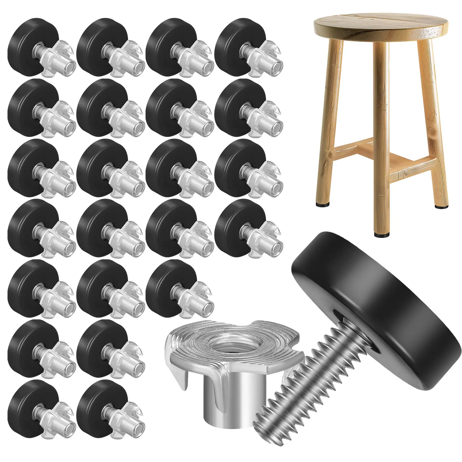 

24 Pcs Levelers Adjustable Feet Heavy Duty Carbon Steel Furniture Adjustable Leveling Feet Legs Table Stabilizers Book Case