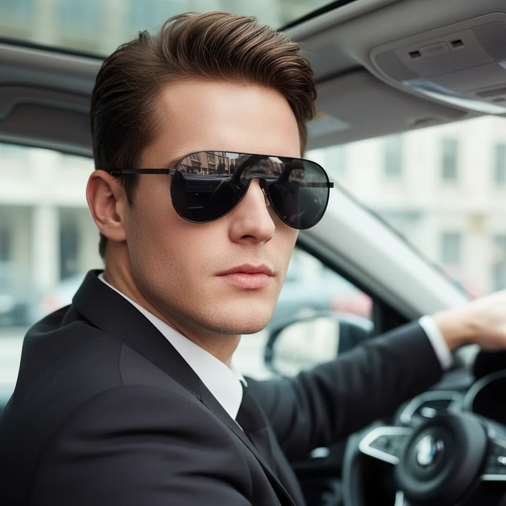 New One-piece Pilot Sunglasses - Metal Frames - Uv Protection - For Driving Car Sunglasses2524