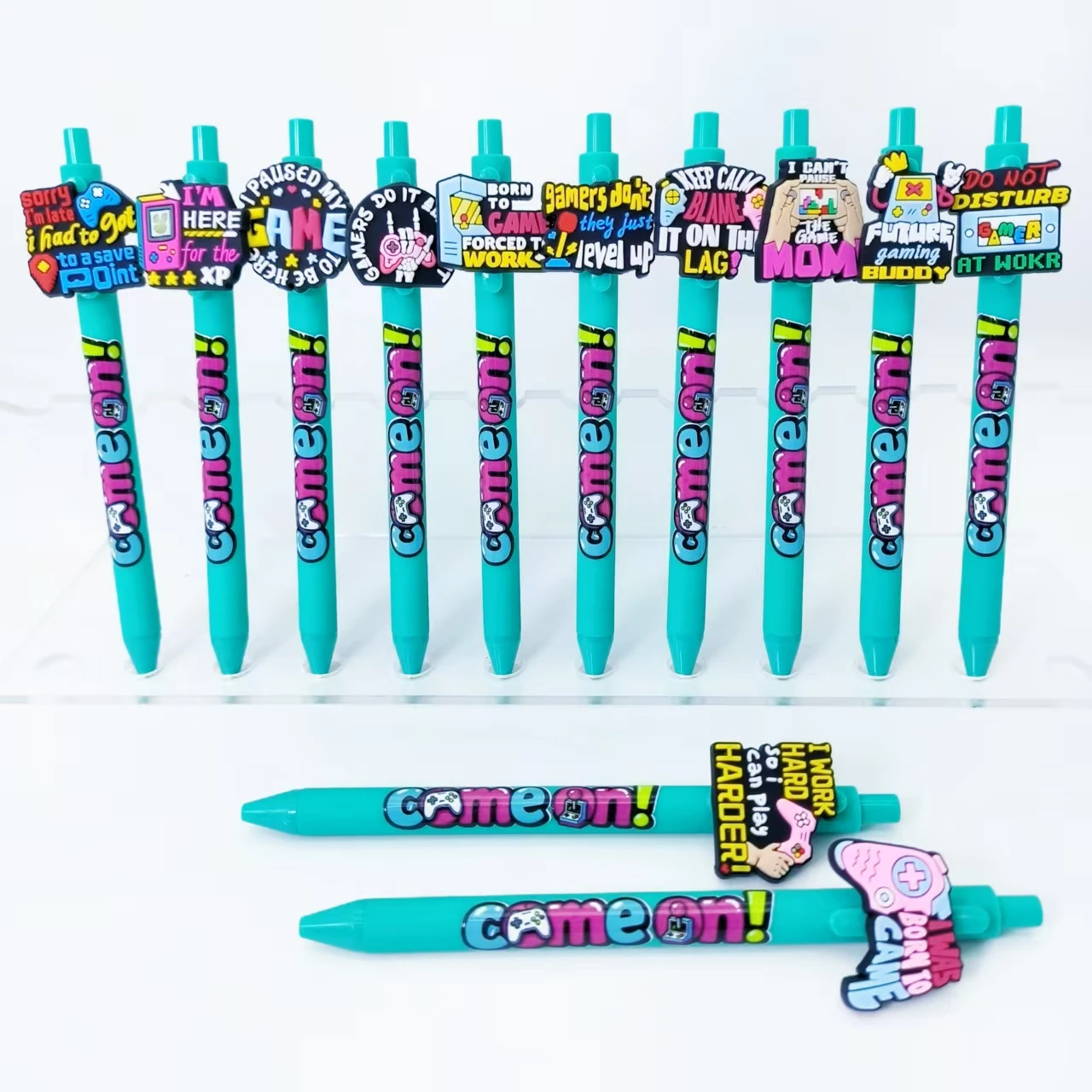 

6/12 шт., креативная игровая консоль, наклейка с лозунгом, ручка, вдохновляющая игра, фраза, пресс, шариковая ручка, ежедневная офисная ручка, нейтральная ручка