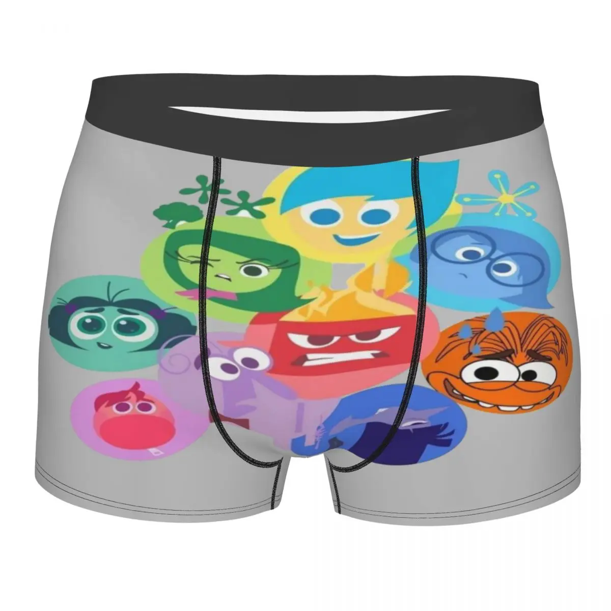 

Мужские забавные трусы-боксеры с мультяшным принтом «Внутри и снаружи», эластичные шорты-трусы
