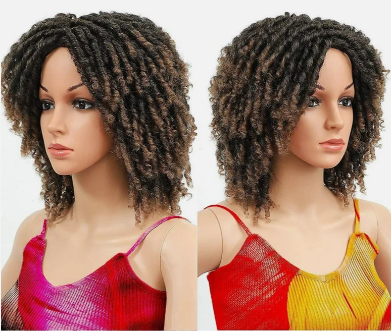 Frauen T1B/27 Dreadlock Perücke Kurze Afro Lockige Perücke Synthetische Haar Twist Perücke Täglich