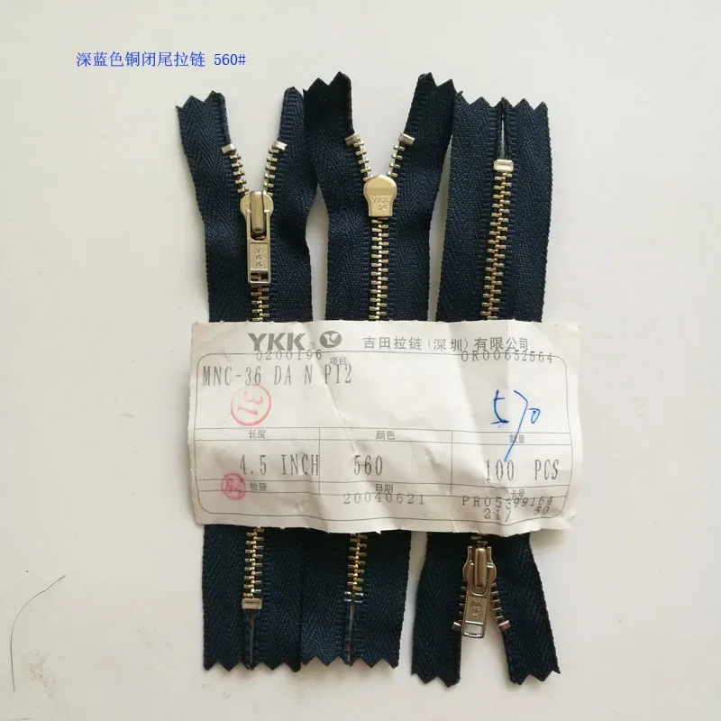 50pcs/Lot 3# 10 To 15cm YKK Metal Zipper for Sewing Close End Dark Blue Navy Copper Pants Bag Pockets Collar Jeans Accessory