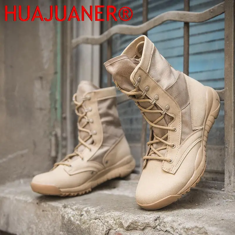 Breathable Men Desert Boots Tactical Boots Ultralight Combat Boots Outdoor Hiking Shoes Male Army Boots Large Size 49