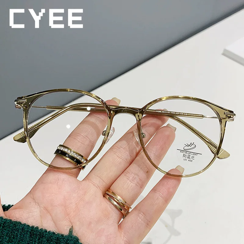 CYEE Vintage Block Blue Light Transition Presbyopia Eyewear Progressive Lenses Glasses Personalized Prescription Vision Eyewear