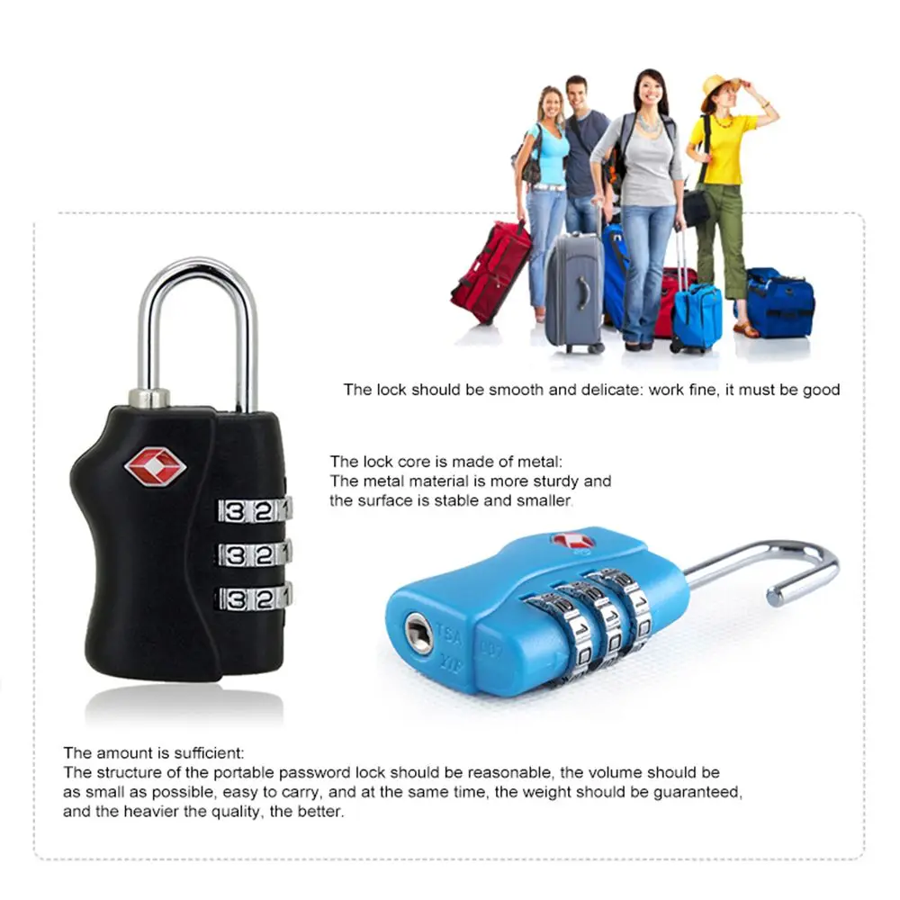 Padlock Weatherproof Anti-theft Lock 3 Dial Digit Combination Lock Combination Lock Safely Code Lock TSA Customs Lock