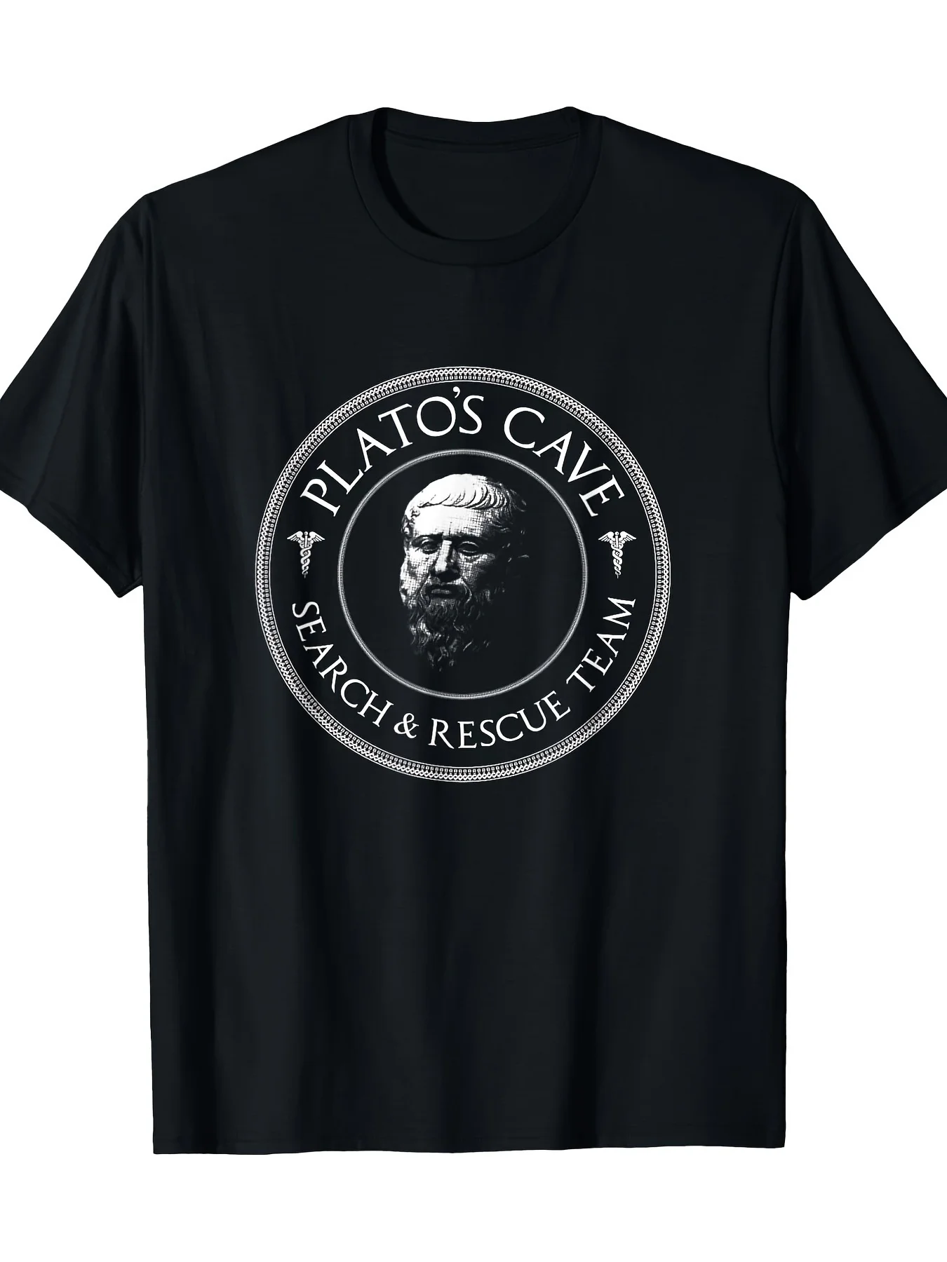 Camiseta gráfica para hombre Heavyweight Plato's Cave Search Rescue Team Philosophy con diseño de alusión a la Cueva de Platón