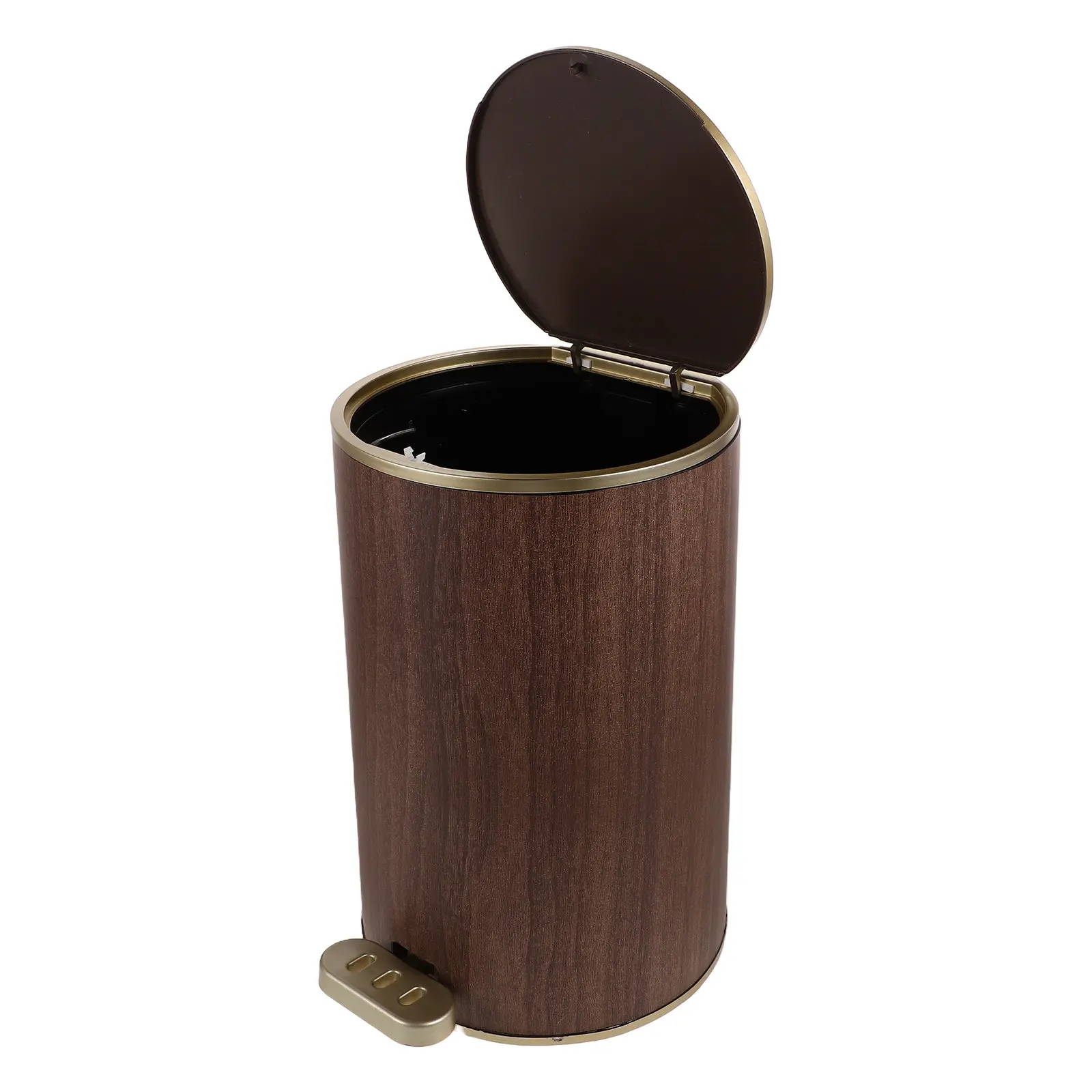 12L Sleek Round Plastic Bathroom Trash Bin with Lid Step Pedal Hands Free Dual Opening Odor Controlling Kitchen Toilet Office