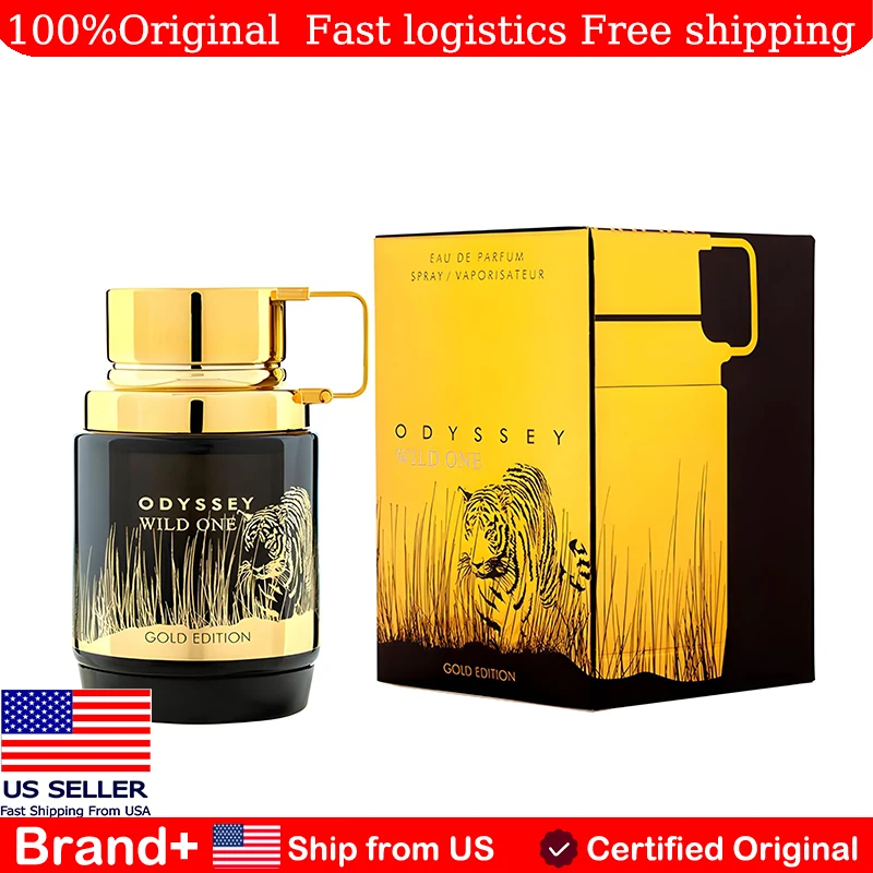 Odyssey Wild One Gold Edition By Armaf Men 3.4 Oz EDP Spray Cologne Long Lasting Fragrance Persistence Pheromone Portable