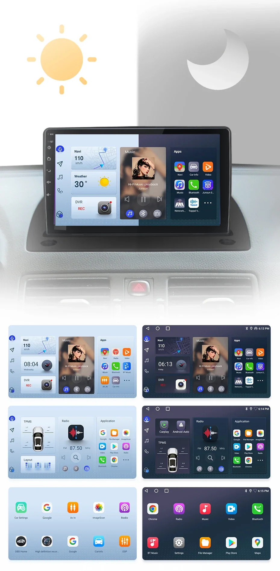 Junsun drahtloses Carplay Android Autoradio für volvo xc90 2012-2016 Auto intelligente Systeme rds bt dsp 2 din Autoradio – Detail 7