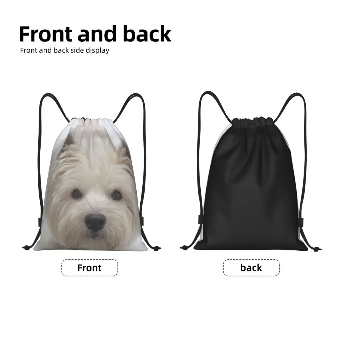 Cute Westie Dog Drawstring Backpack Sports Gym Bag for Men Women West Highland White Terrier Puppy Shopping Sackpack