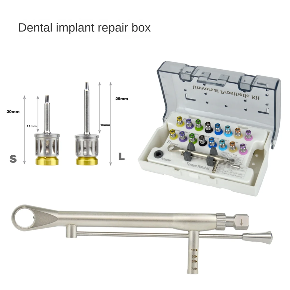 Dental Implant Kit, Prosthetic Torque Wrench Screwdriver Tool, Manual Torque Wrench, Fixing/Removing Implant Restoration