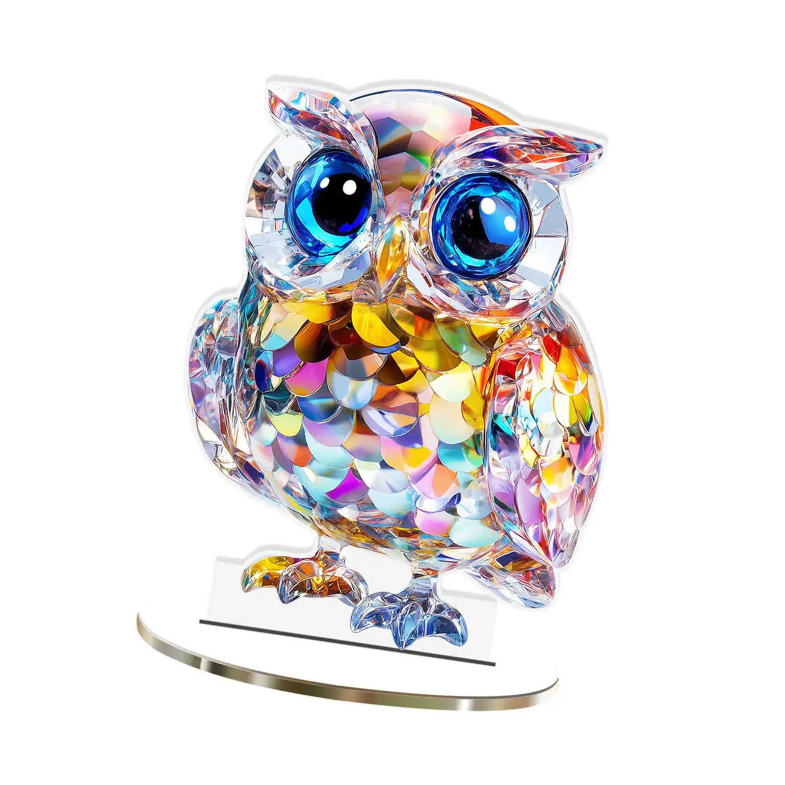 2D Colorful Owl Decor Acrylic Desktop Plaque Decorative Holiday Collectible Decoration for Bookshelf Office Table Home Desk