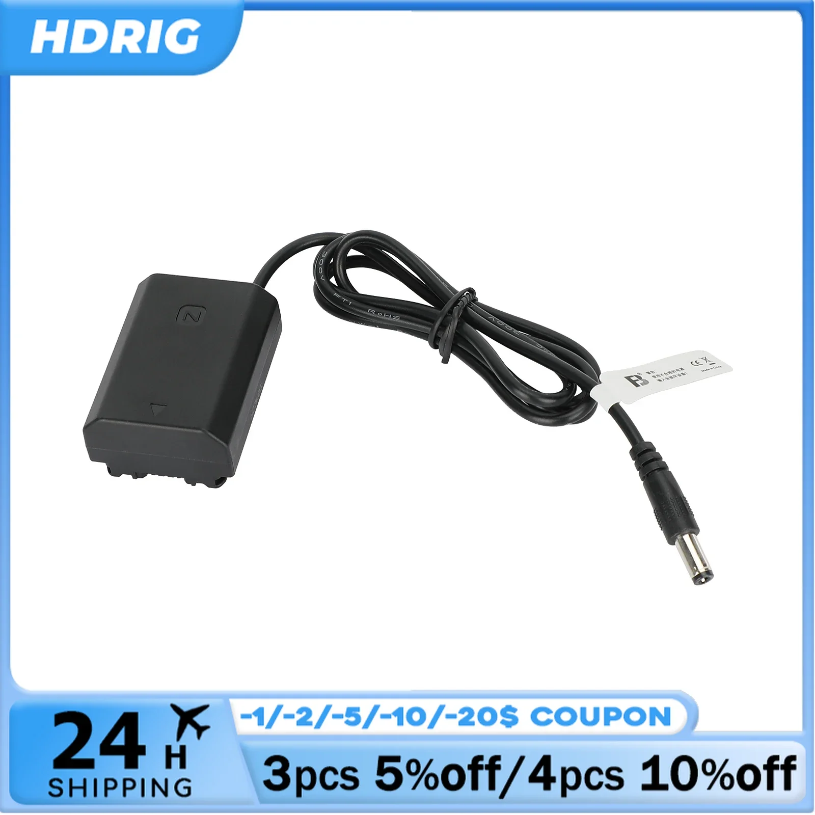 HDRIG-Cable de batería de 2,5mm, barril de CC de 39,4 pulgadas para cámara Sony, accesorios para cámara Sony NP-FZ100-Type