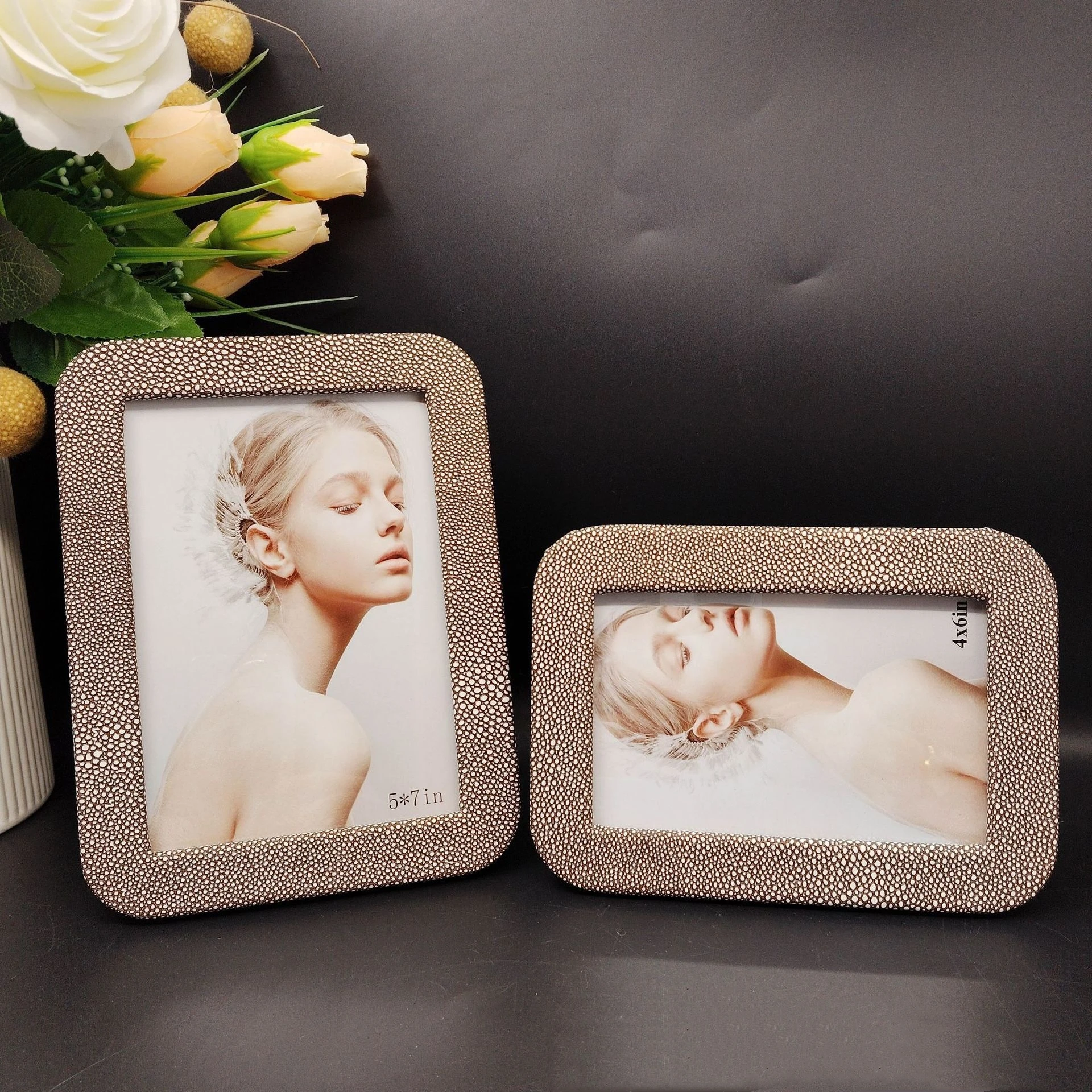 Modern Rounded Corner Leather Photo Frame Home Decoration Ornaments