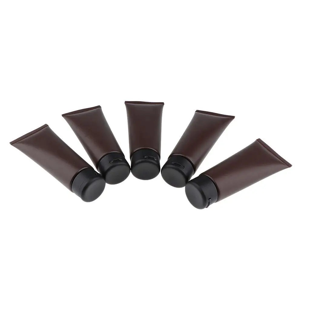 Brown Plastic Empty Squeeze Tube for Cosmetic Creams Makeup Supplies for Travel and Storage