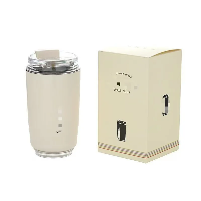 

1PCS Tumbler Thermos Cup Milky White Coffee Mug Car Insulated Water Bottle Travel Stainless Steel Vacuum Flasks Drinking Kettle