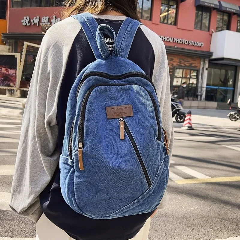 

Denim women Backpack Design School bags For Teenage Girls Travel Backpacks Large capacity Female shoulder Cowboy Daypack