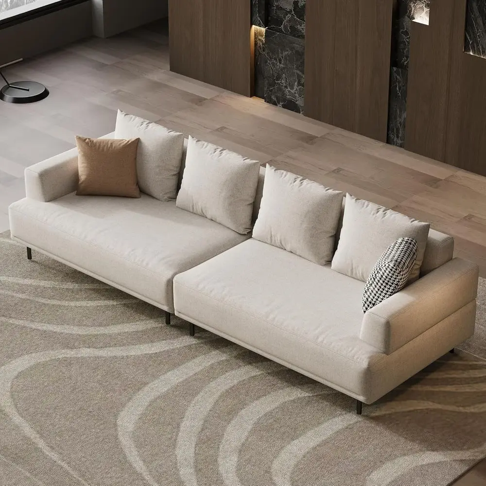 

Contemporary Sectional Sofa - Upholstered Couch with Metal Legs for Living Room (109.44, 4 Seats)
