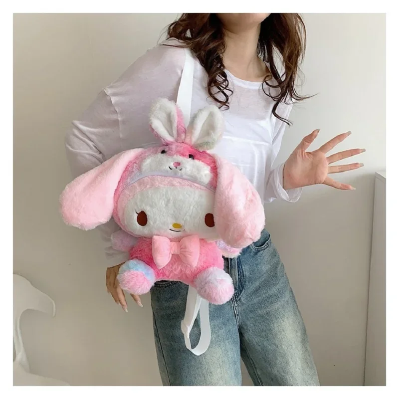 Mochila Feminina Sanrio, Estrela Cinnamoroll, Melodia Rosa, Boneca Decorativa, Kawaii Bonita, Bolsa de Ombro 33cm, 2024