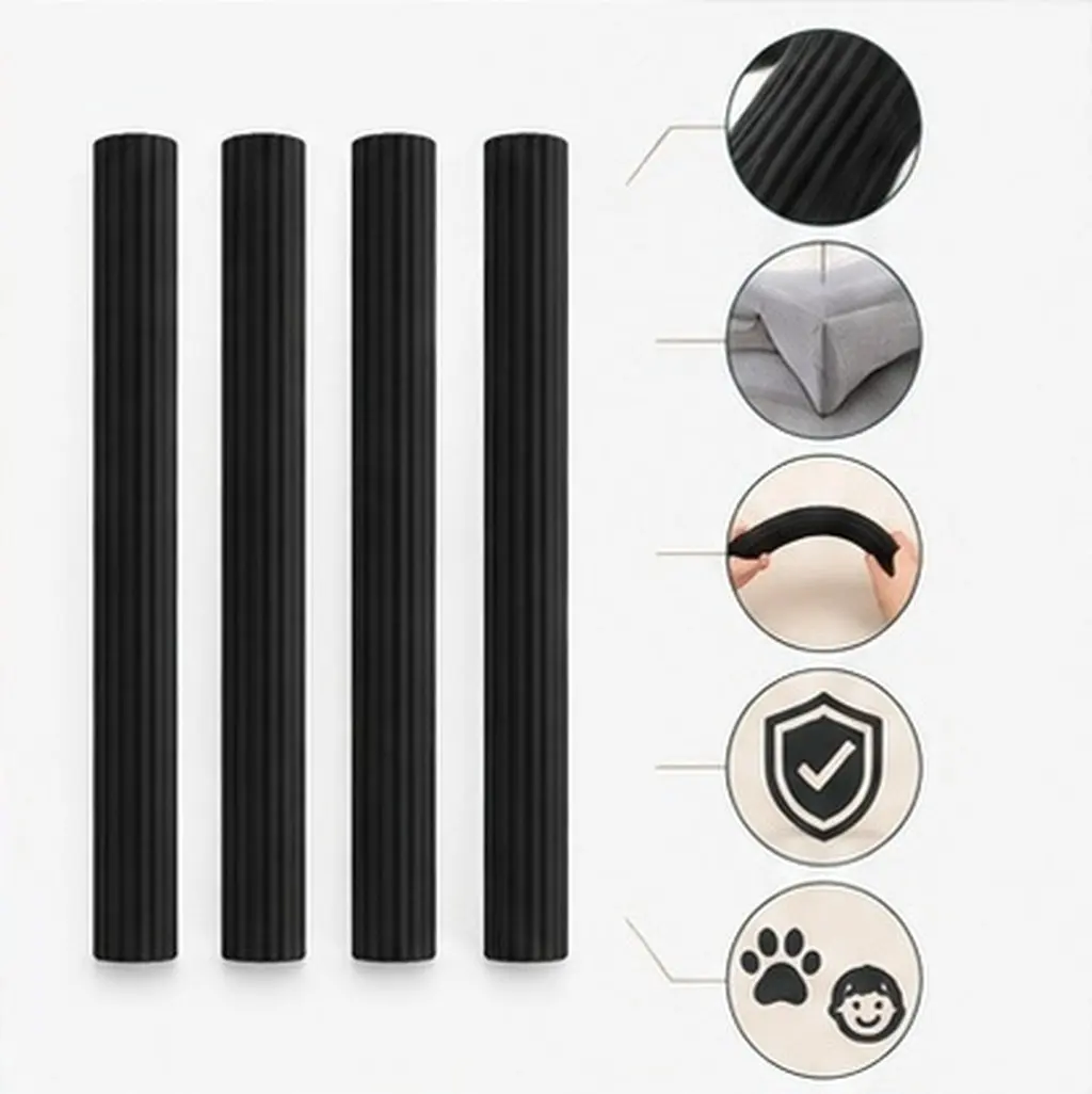 4Pcs Anti Slip Couch Cushion Gripper Thick Non-Slip Rubber Rods Sofa Cover Stabilizer Protectors Prevent Sliding Secure