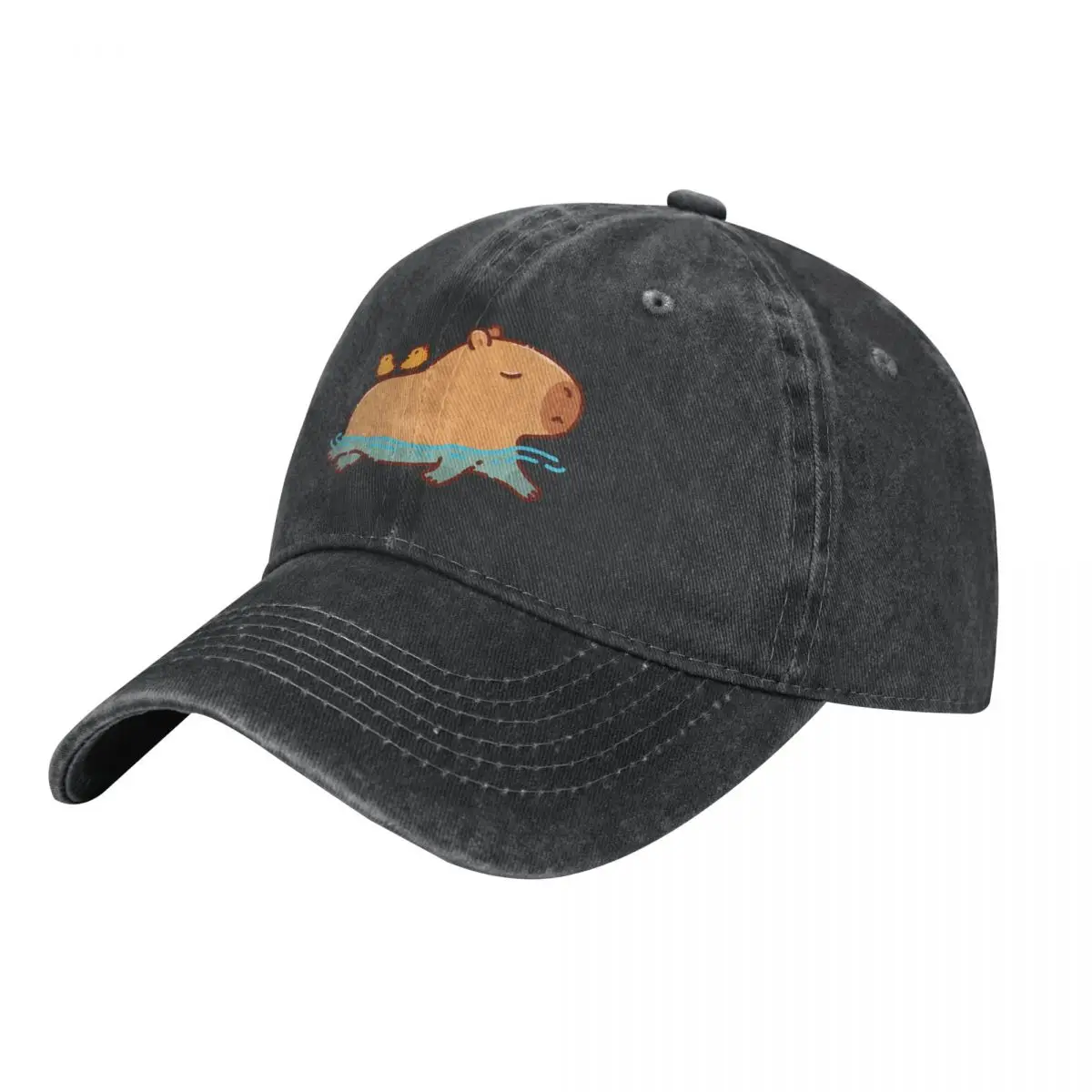 

Capybara swimming with two birds on his back Cowboy Hat Hat Beach Sun Hat For Children western Men Women's