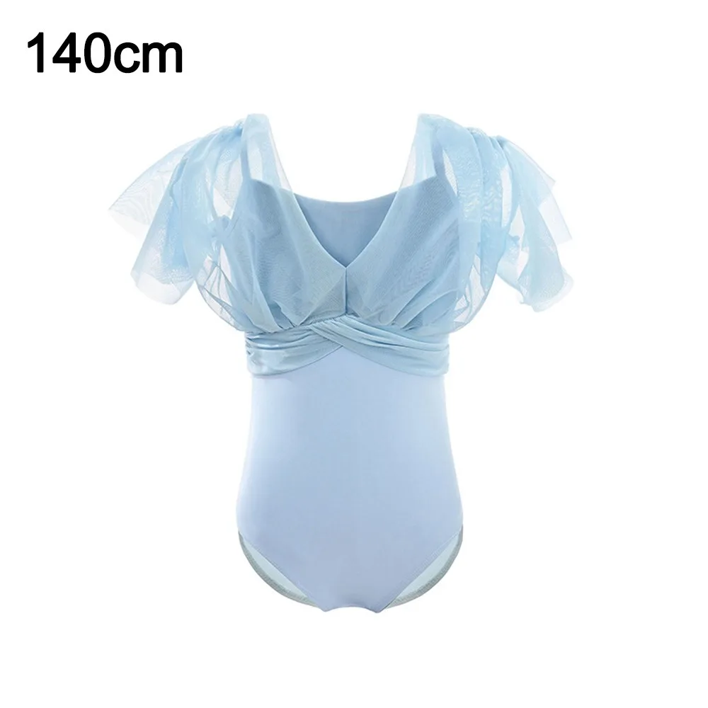 

New Nylon Ballet Leotard Pleats Design Short Sleeve Ballet Costume Gymnastics Leotards Girls