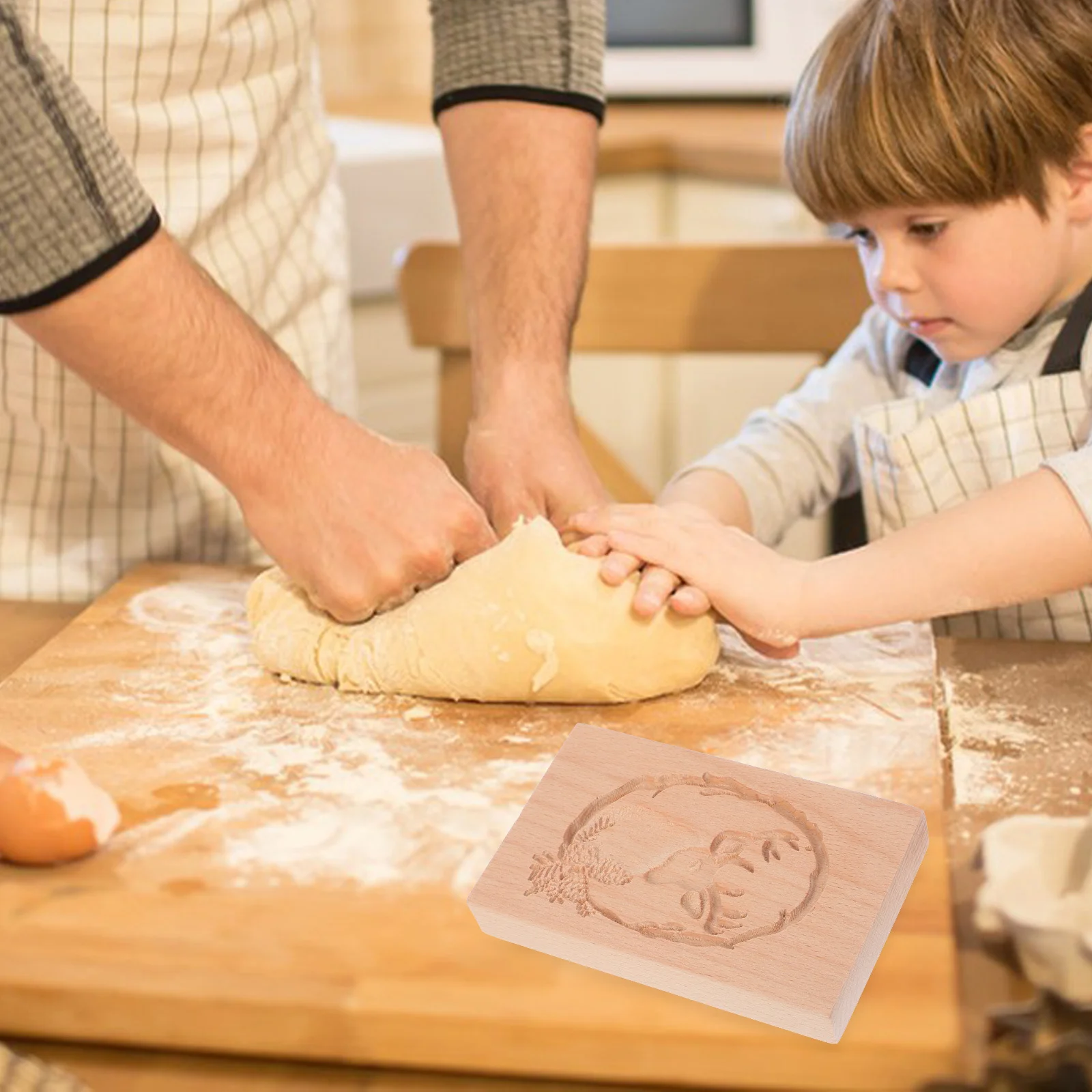 

Wooden Cookie Mold Carved Reindeer Shape Biscuit Press Stamp for Baking DIY Cookies Cakes Bread Clay Treats Easy Clean Storage