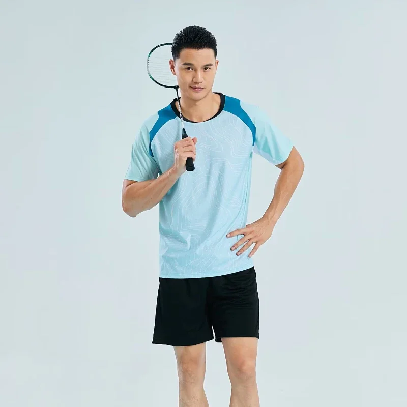 New Men's Badminton Wear Table Tennis Tops Short Sleeve Quick Dry Sweat-absorbent Breathable Training Suit T-shirts