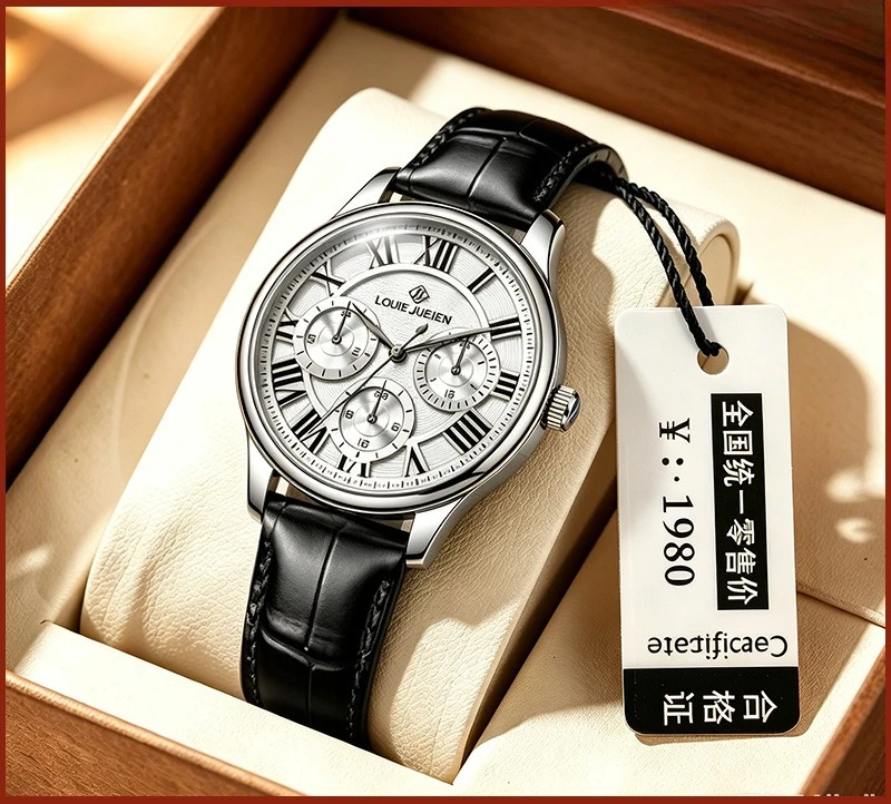 Fashion Women's Wrist Watch, Black Leather Strap, Elegant Ladies Quartz Watch for Daily Dating Party Wear