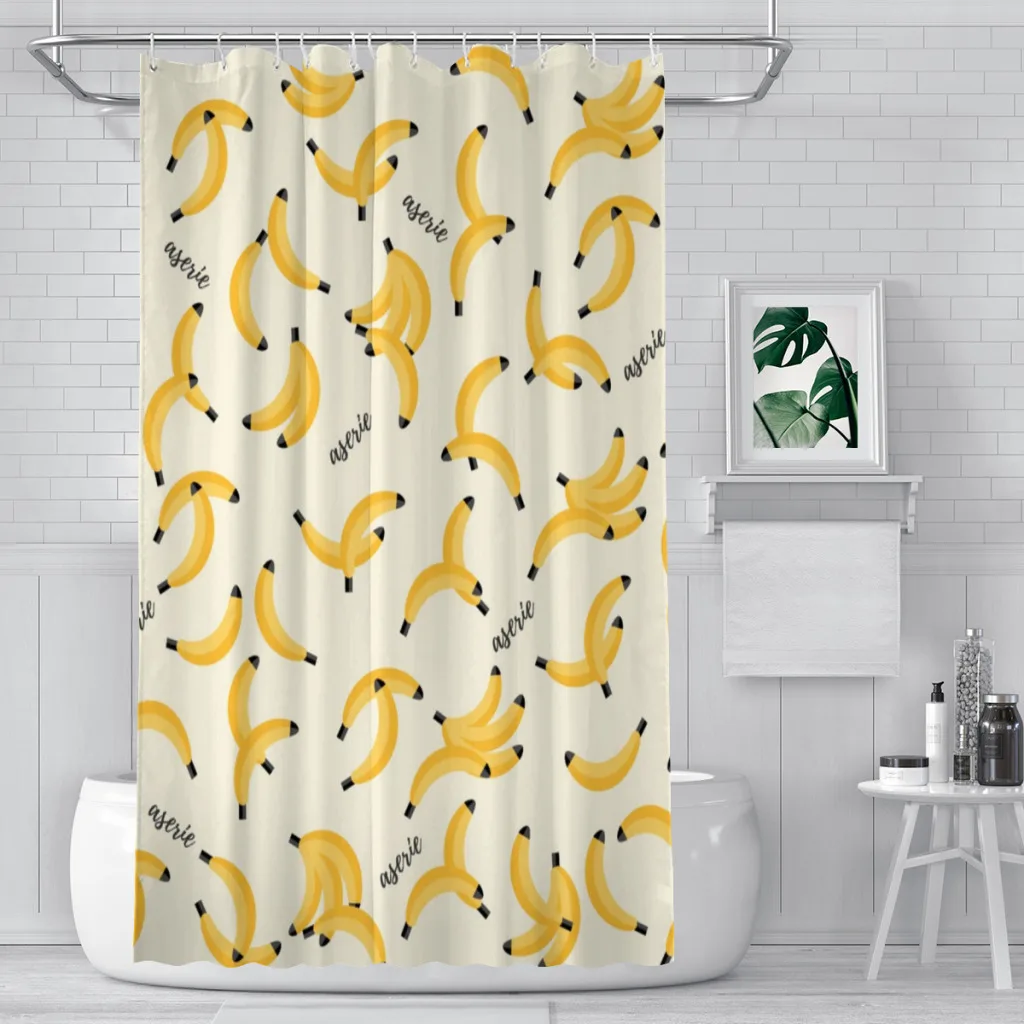 Yellow Banana Pattern Bathroom Shower Curtains Pattern Texture Painting Waterproof Partition Curtain Home Decor Accessories