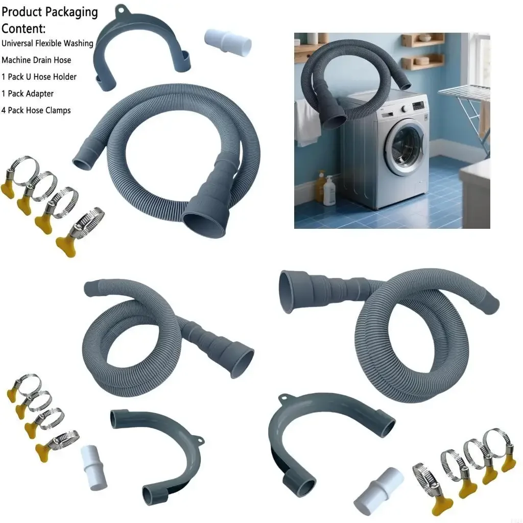 F92F 7Pcs Flexible Drain Hose Extension Pipe For Washing Machine And Dishwasher