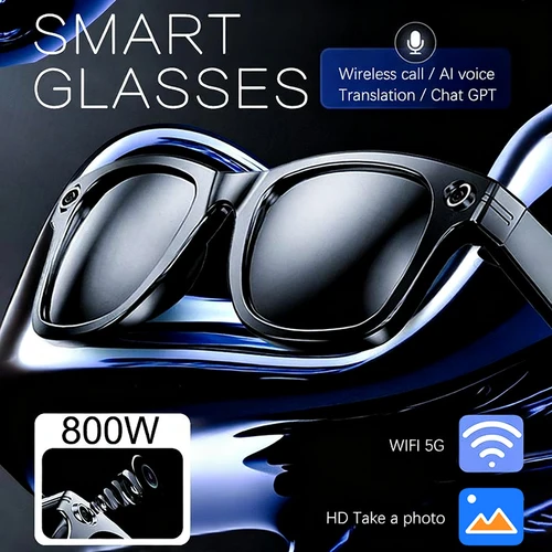 Gafas inteligentes AI de 8MP con cámara, grabación de vídeo, más de 100 idiomas, gafas de sol con traducción, llamadas Bluetooth, reproducción de música para Xiaomi