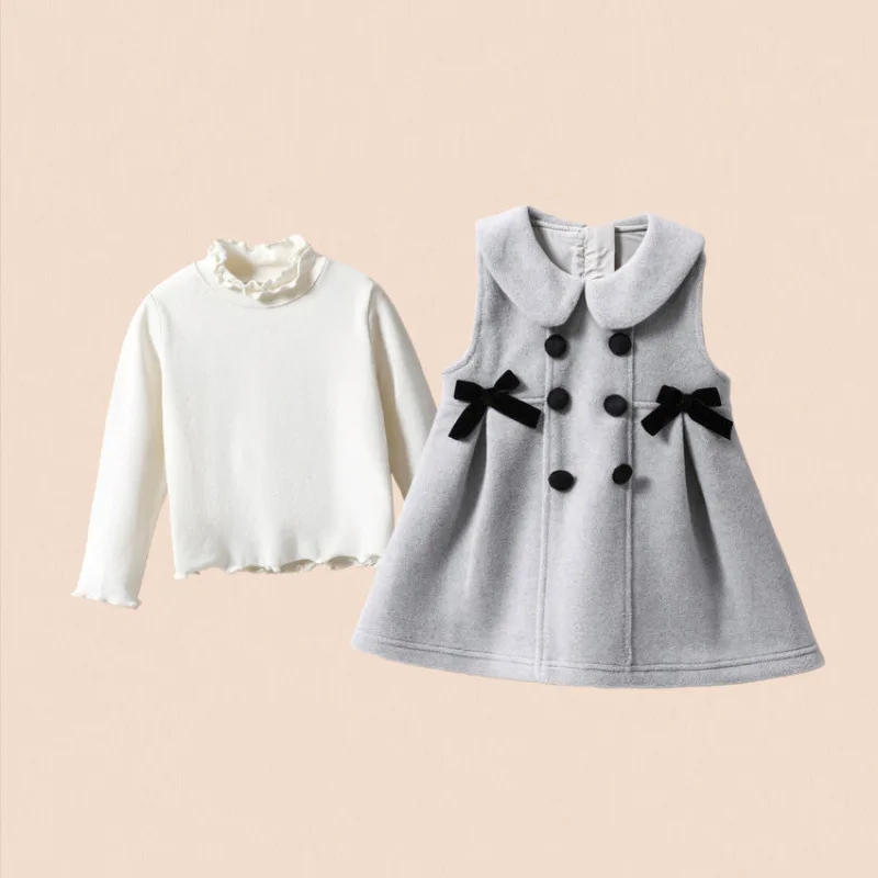 Baby Girl Doll Collar British Style High-end Vest Skirt Set Children's Foreign Style Fashionable Dress 2026 New