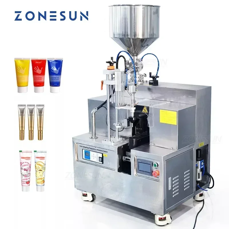 ZONESUN ZS-FS002U Semi Automatic Ultrasonic Plastic Tube Filling and Sealing Machine Aluminum Honey Grease Plastic Soft Tube