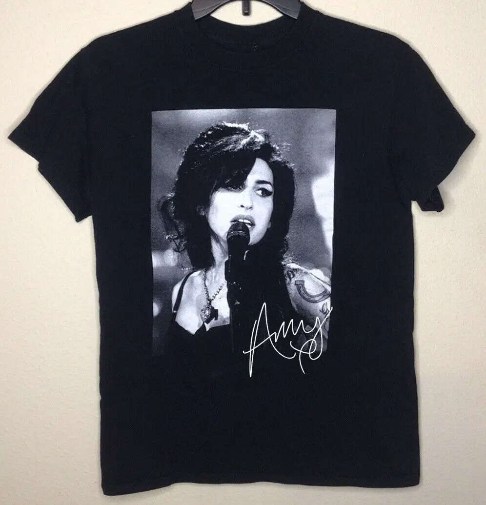 Vintage Signature Amy Winehouse Shirt Short Sleeve Black Unisex S-4XL NE662