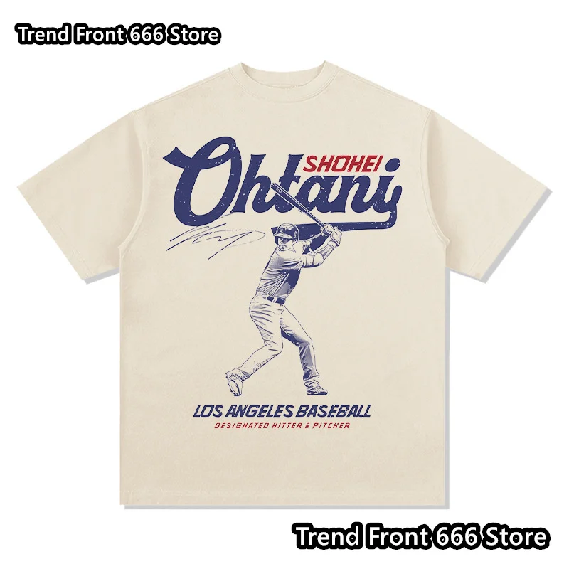 Shohei Ohtani Katoenen T-Shirt Honkbalster High Street T T-Shirt Ademend Top Volwassen Ronde Hals Casual Tshirt