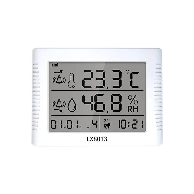 3-in-1 Digital Hygrometer Thermometer Clock LCD Time Date Alarm Humidity Temperature Monitor with Backlight
