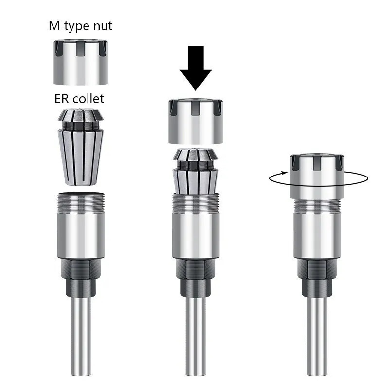 Router Bit Extension Rod 1/2 Shank with ER20 Spring Collet Chuck Wood Milling Cutter Chuck CNC Machine Milling Tool Holder